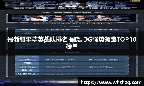 最新和平精英战队排名揭晓JDG强势领跑TOP10榜单
