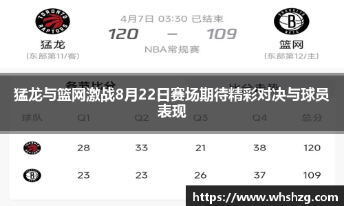 猛龙与篮网激战8月22日赛场期待精彩对决与球员表现